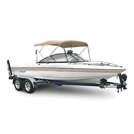Eevelle 3 Bow Bimini Boat Top with Hardware 72in LONG, 54in HIGH, Fits 67in-72inHeather Beige SSE-543B72-HRB